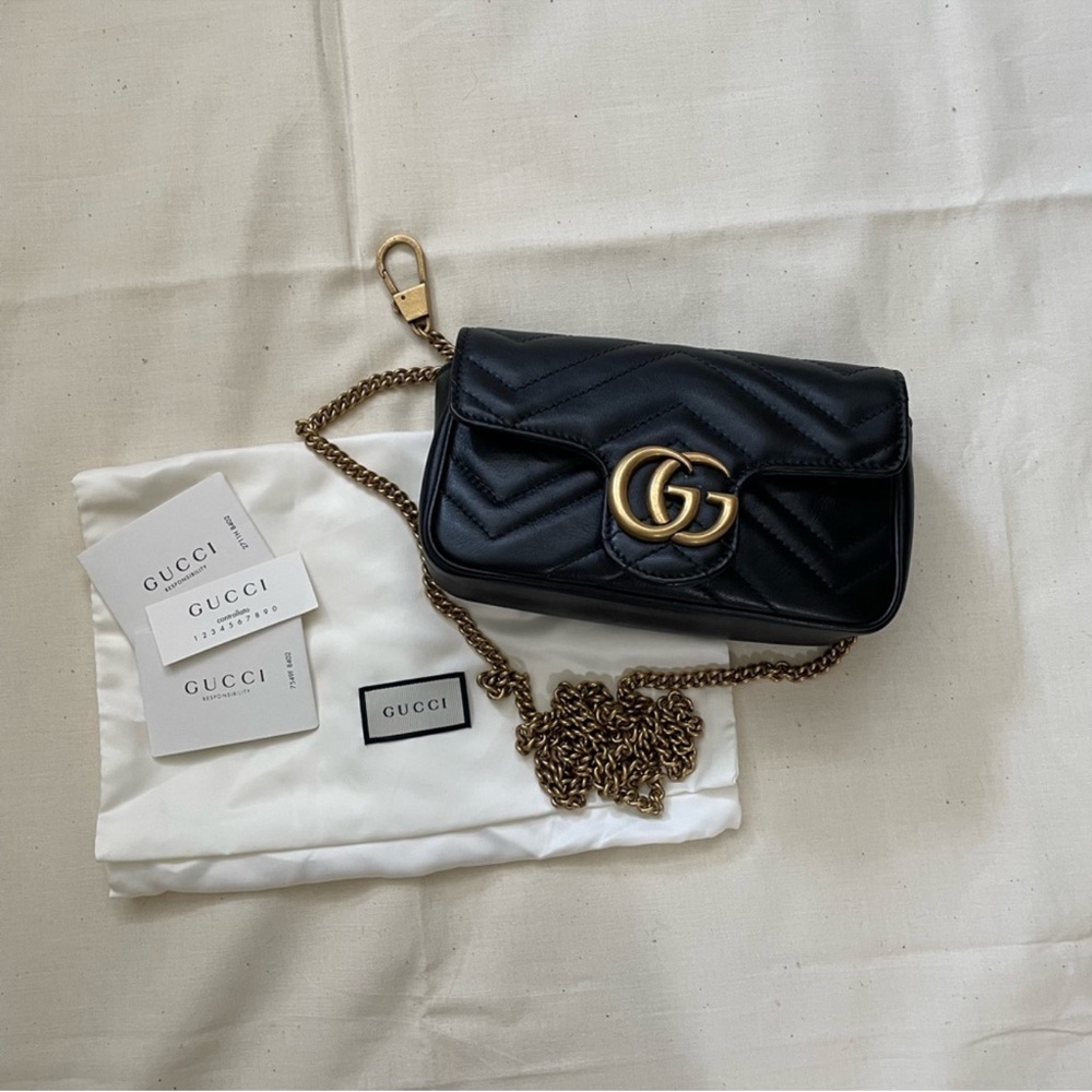Gucci Black Mini Bag with Gold Chain